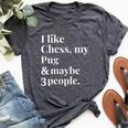 Pug Dog Owner Chess Player Lover Men Bella Canvas T-shirt Heather Dark Grey