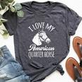 Quarter Horse Rodeo Barrel Racing Reining Horseback Bella Canvas T-shirt Heather Dark Grey