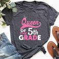 Queen Of The 5Th Grade Crown Back To School Teacher Bella Canvas T-shirt Heather Dark Grey
