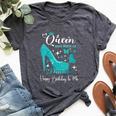 A Queen Was Born In December Birthday High Heel Butterfly Bella Canvas T-shirt Heather Dark Grey