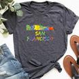 Rainbow Colorful Graffiti Style San Francisco City Skyline Bella Canvas T-shirt Heather Dark Grey