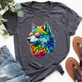 Rainbow Gay Pride Wolf Lesbian Lgbtq Wolves Bella Canvas T-shirt Heather Dark Grey