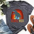 Rainbow Three Rex Retro Vintage Dinausor 3 Year Old Trex Bella Canvas T-shirt Heather Dark Grey