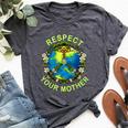 Respect Your Mother Earth Day Nature Goddess Flowers Bella Canvas T-shirt Heather Dark Grey