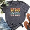 Retro 100 Days Of School Groovy Teacher 100Th Day Of School Bella Canvas T-shirt Heather Dark Grey