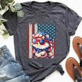 Retro American Flag Hedgehog Dad Mom 4Th Of July Bella Canvas T-shirt Heather Dark Grey