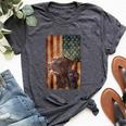 Retro Chocolate Lab With Usa Flag Chocolate Lab Dad Mom Bella Canvas T-shirt Heather Dark Grey