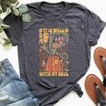Retro Groovy It Is Well With My Soul Boho Flowers Floral Bella Canvas T-shirt Heather Dark Grey