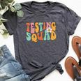 Retro Groovy Testing Squad Test Day Motivational Teacher Kid Bella Canvas T-shirt Heather Dark Grey