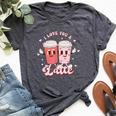 Retro Groovy Valentines I Love You A Latte Coffee Lover Bella Canvas T-shirt Heather Dark Grey