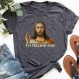 Retro I'm Telling Dad Religious Christian Jesus Bella Canvas T-shirt Heather Dark Grey