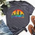 Retro Omaha Skyline Rainbow Lgbt Lesbian Gay Pride Bella Canvas T-shirt Heather Dark Grey