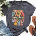 Retro Papa Of Groovy One Matching Family 1St Birthday Party Bella Canvas T-shirt Heather Dark Grey