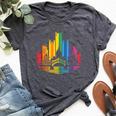 Retro Pittsburgh Skyline Rainbow Lgbt Lesbian Gay Pride Bella Canvas T-shirt Heather Dark Grey