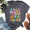 Retro Teacher Of Sweet Bunny Apparel Cute Teacher Easter Day Bella Canvas T-shirt Heather Dark Grey