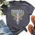 Rock Guitar Music Lover Vintage Guitarist Band Wings Skull Bella Canvas T-shirt Heather Dark Grey