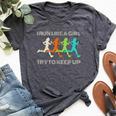 I Run Like A Girl Try To Keep Up For Runners Bella Canvas T-shirt Heather Dark Grey