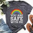 You Are Safe With Me Straight Ally Lgbtqia Rainbow Pride Bella Canvas T-shirt Heather Dark Grey