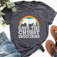 Save The Chubby Unicorns Rainbow Rhino Rhinoceros Bella Canvas T-shirt Heather Dark Grey