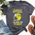 My Sister Plays Softball I'm Here For The Snacks Bella Canvas T-shirt Heather Dark Grey