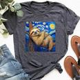 Sloth Van Gogh Style Starry Night Bella Canvas T-shirt Heather Dark Grey