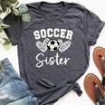 Soccer Sister Matching Family Soccer Bella Canvas T-shirt Heather Dark Grey