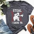Softball Catcher Steal I Dare Ya Girl Player Bella Canvas T-shirt Heather Dark Grey