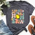 In My Softball Mom Era Mom Groovy Life Game Day Vibes Mama Bella Canvas T-shirt Heather Dark Grey