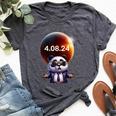 Solar Eclipse 2024 Panda Wearing Solar Eclipse Glasses Bella Canvas T-shirt Heather Dark Grey
