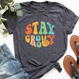 Stay Groovy Hippie Peace Sign Retro 60S 70S Women Bella Canvas T-shirt Heather Dark Grey