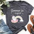 Summer Is Magical Teacheronbreak Unicorn Teacher Bella Canvas T-shirt Heather Dark Grey