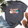 Summer Time Retro 80S Palm Trees Beach Scene In Sunglasses Bella Canvas T-shirt Heather Dark Grey