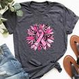 Sunflower Pink Breast Cancer Awareness Girls Warrior Bella Canvas T-shirt Heather Dark Grey