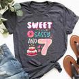 Sweet Sassy And Seven 7Th Birthday Girl Donut 7 Year Old Kid Bella Canvas T-shirt Heather Dark Grey