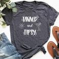 Tanned And Tipsy Wine Day Drinking Beach Bella Canvas T-shirt Heather Dark Grey