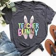 Teacher Bunny Reading Teacher Easter Spring Bella Canvas T-shirt Heather Dark Grey