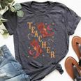 Teacher Cute Boho Cowgirl Boots Wild West Cowboy Rodeo Bella Canvas T-shirt Heather Dark Grey