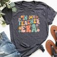 In My Teacher Era Retro Groovy Vintage First Day Of School Bella Canvas T-shirt Heather Dark Grey