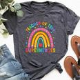 Teacher Of Tiny Superheroes Pre-K Kindergarten Rainbow Bella Canvas T-shirt Heather Dark Grey