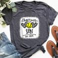 That's My Son Out There Number 69 Softball Mom & Dad Bella Canvas T-shirt Heather Dark Grey