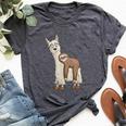 Trendy Funky Cartoon Chill Out Sloth Riding Llama Bella Canvas T-shirt Heather Dark Grey