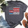 Trump Supporter Christian White Straight Unwoke Unvaxxed Bella Canvas T-shirt Heather Dark Grey