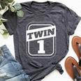 Twin 1 Twin 2 Twins Boys Twins Girls Matching Bella Canvas T-shirt Heather Dark Grey