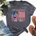 Never Underestimate A Woman With A Dd 214-Patriotic Usa Flag Bella Canvas T-shirt Heather Dark Grey