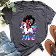 Unicorn 5Th Birthday 5 Years Old Black Girl African American Bella Canvas T-shirt Heather Dark Grey