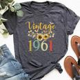 Vintage 1961 Sunflower 63Rd Birthday Awesome Since 1961 Bella Canvas T-shirt Heather Dark Grey