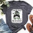 I Wear Gray For My Sister Messy Bun Brain Cancer Awareness Bella Canvas T-shirt Heather Dark Grey