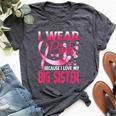 I Wear Pink For My Big Sister Breast Cancer Awareness Bella Canvas T-shirt Heather Dark Grey