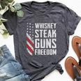 Whiskey Steak Guns Freedom Gun Bbq Drinking -On Back Bella Canvas T-shirt Heather Dark Grey