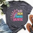 Wife Mom Nana Nurse Nurses Day Leopard Rainbow Bella Canvas T-shirt Heather Dark Grey